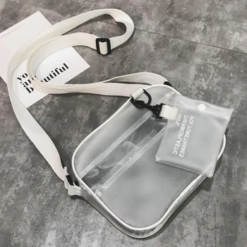 

AUAU-Summer 2 In 1 Pack Jelly Shoulder Bag Fresh White Transparent Messenger Bag Handbag