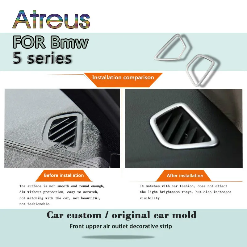 Atreus 2 шт. для 2018 5-Series BMW G30 5 Series Серебристые передние вентиляционные аксессуары