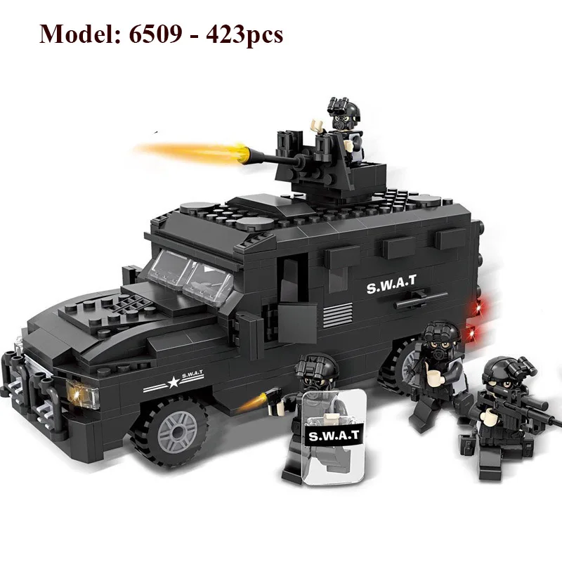 2018-Building-Blocks-Sets-SWAT-Team-Transport-Armored-Vehicle-Compatible-Legoed-SWAT-City-Police-Gift-Toys (4)