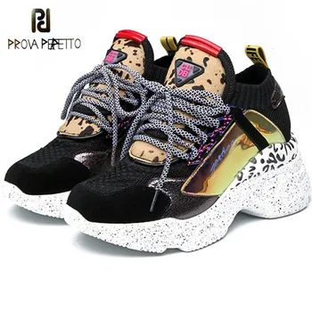 

Prova Perfetto Large Size 42 Woman Shoes Chunky Street Sneakers Knit Thick Soled Increased Women's Sneaker 2019 Tenis Feminino