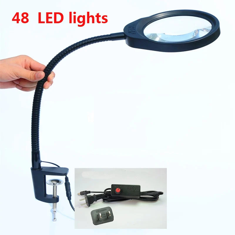 

Caliper magnifier adjustable brightness 48 LED light to enlarge 10 times the electronic maintenance jewelry identification