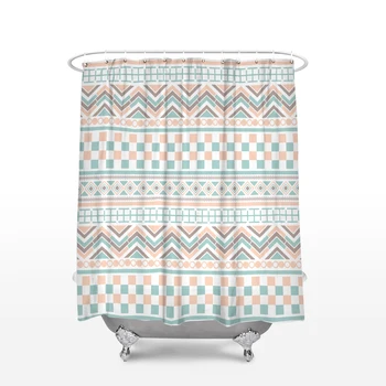 

Boho Style Ethnic Tribe Pattern Traditional Pattern Waterproof Polyester Fabric Bathroom Custom Shower Curtain