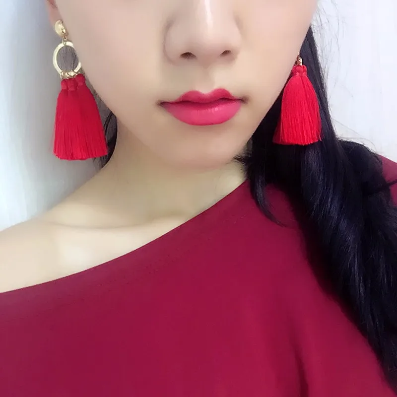 Богемное кольцо из сплава подвеска геометрические серьги многоцветные шелковые