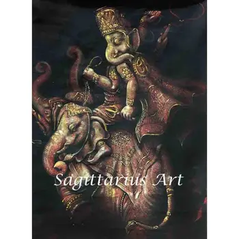 

Handmade original large abstract contemporary textured modern palette knife oil animalsa ganesha paintings living room decorati