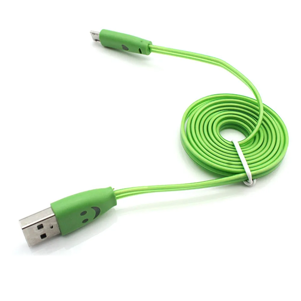 Красочные градиент светодиодный USB2.0 микро кабель для передачи данных и зарядки устройств для Android смартфон Apr23 - Цвет: Зеленый