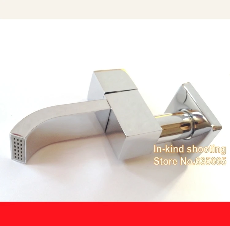 

Wall Mounted Square Chrome Basin Vanity Sink Kitchen Mop Pool Tap Bibcock Bathroom Faucet Modern Brass Chrome Valve Accessories