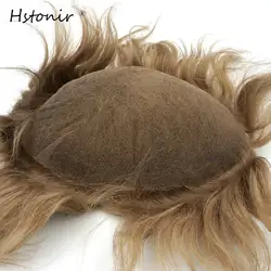 Hstonir полный Кружево Для мужчин Галстук коричневый Реми Mocha Hair природных тупею peluca Пело humano Hombre Плутон Homens H037