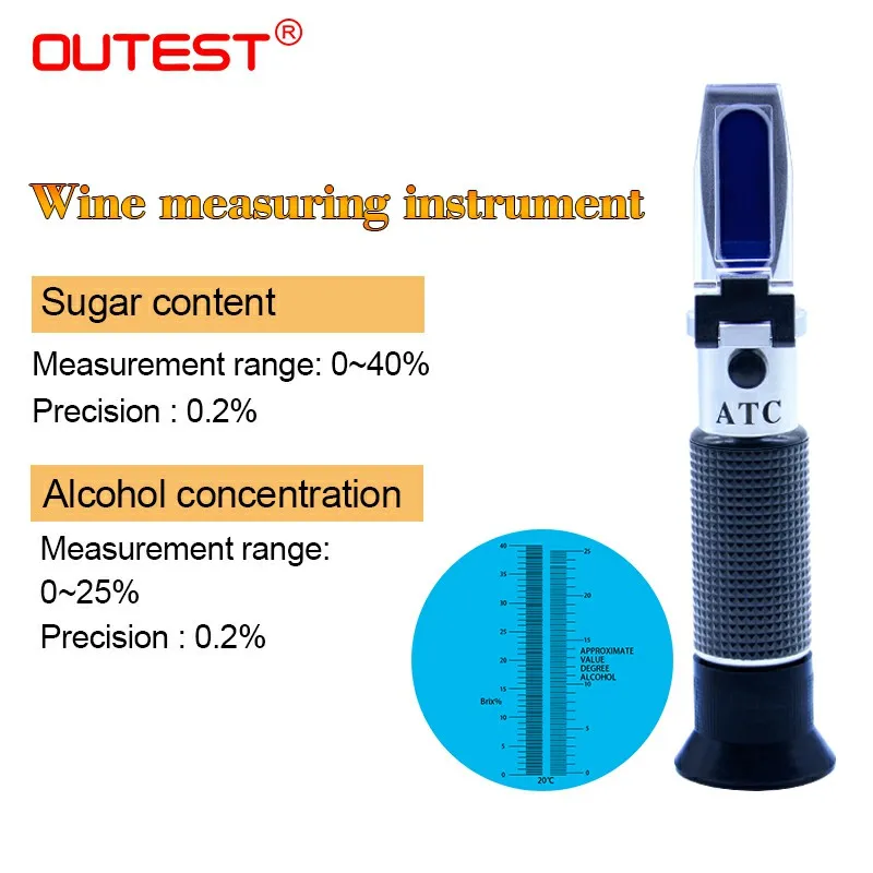 Цифровой измеритель сахара для вина, спиртовые рефрактометры, прибор для концентрации 0-25%, гидрометр для спиртометра, Сахар 0-40% RZ128