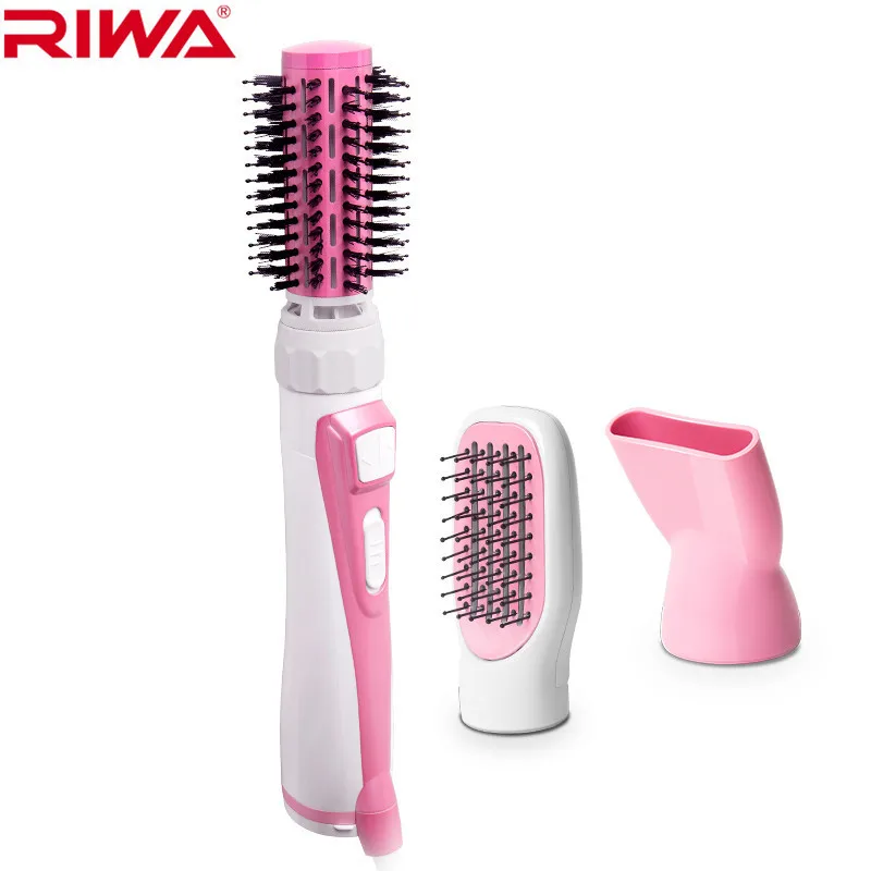 

3 in 1 Hair dryer with rotating brush Multifunction air styler Round brush Automatic curling Straight hair comb Riwa 220V