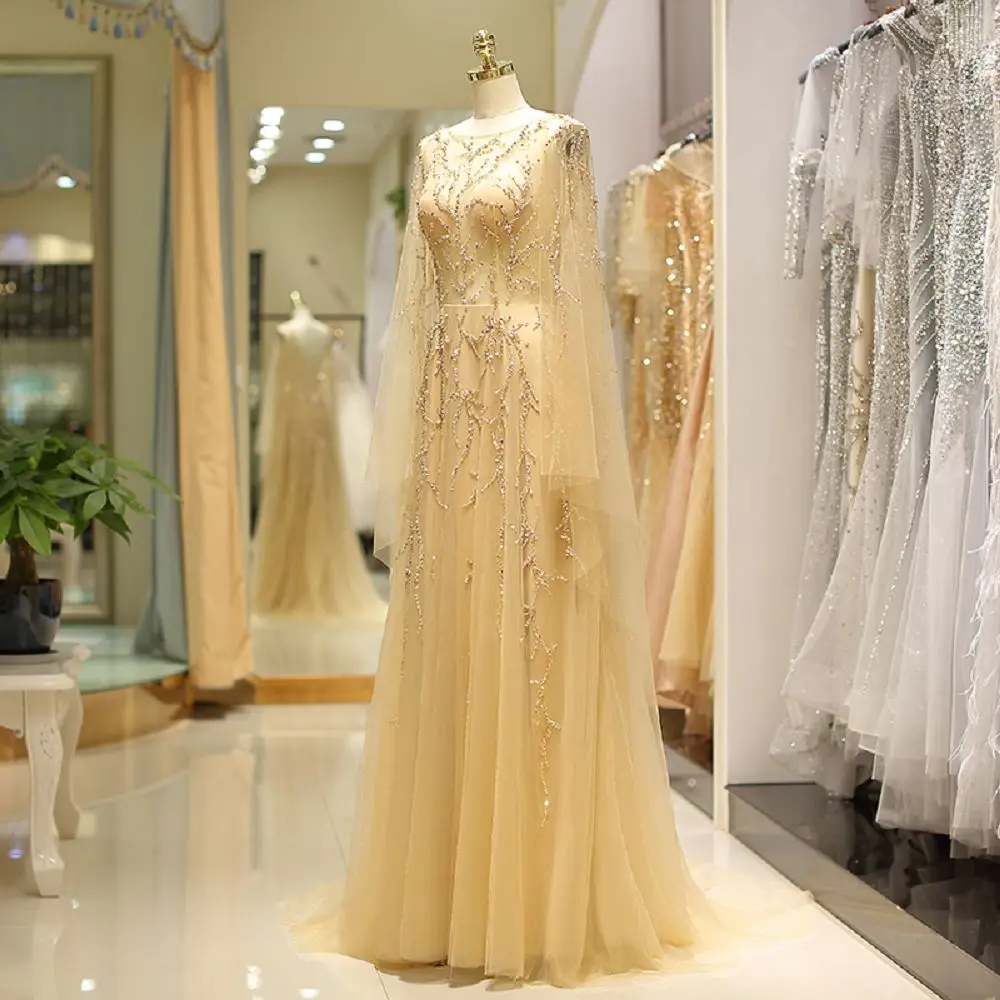 Royal mantle see-through Evening Dresses 2018 A Line long Sleeveless homecoming dress Elegant beading Party Prom Gowns
