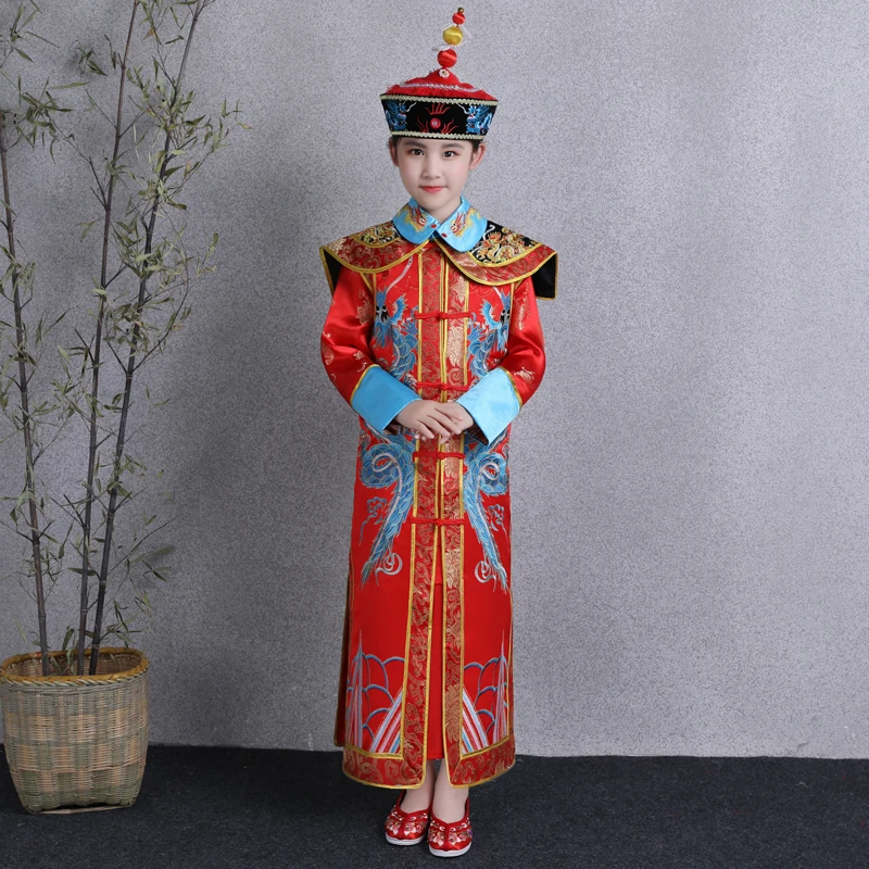 Милое платье в народном стиле династии Цин для девочек; Детский костюм; Традиционный китайский костюм для детей в древнем стиле; Одежда для