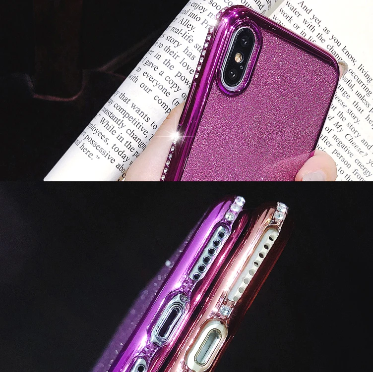 Rhinestone Glitter Case for Apple iphone XS MAX XR 10 X 7 8 Plus 6 S 6s Soft Silicone TPU Diamond Sexy Girl Protector Back Cover (4)
