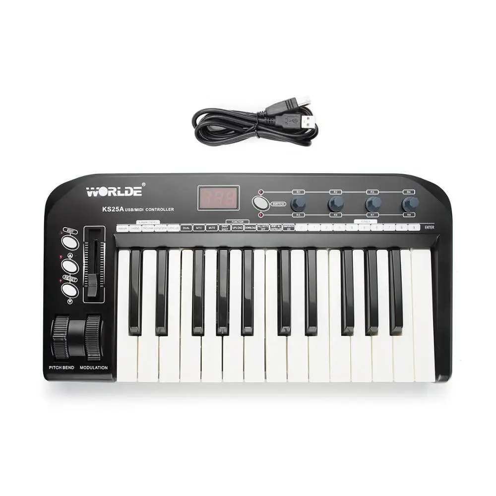 

Worlde KS25A Multi-function USB MIDI Keyboard Controller with Digits LED Display