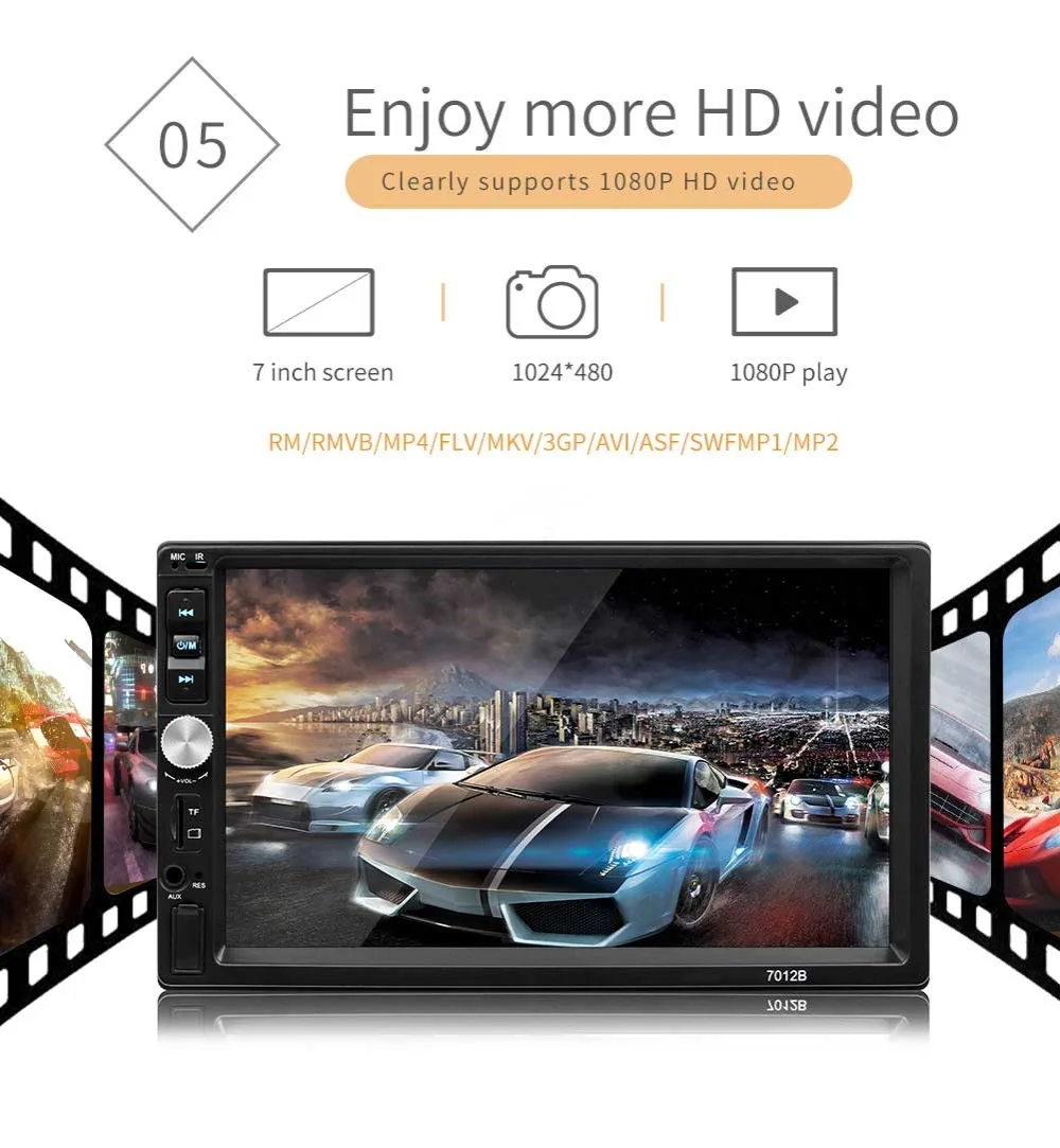 Автомагнитола 2 Din 7 ''lcd сенсорный экран Авто Аудио плеер авторадио Bluetooth FM Поддержка Зеркало Ссылка камера заднего вида 2din 7012B