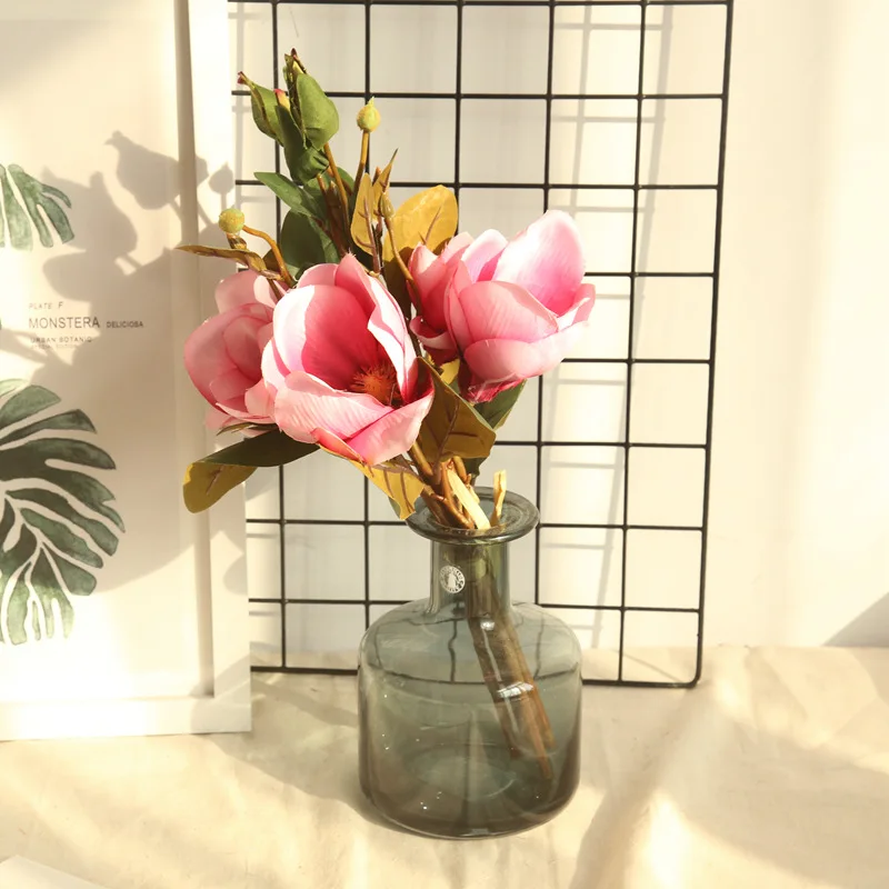 

1 bouqurt party home wedding decoration silk flowers orchid Magnolia wedding artificial flowers for home decoration