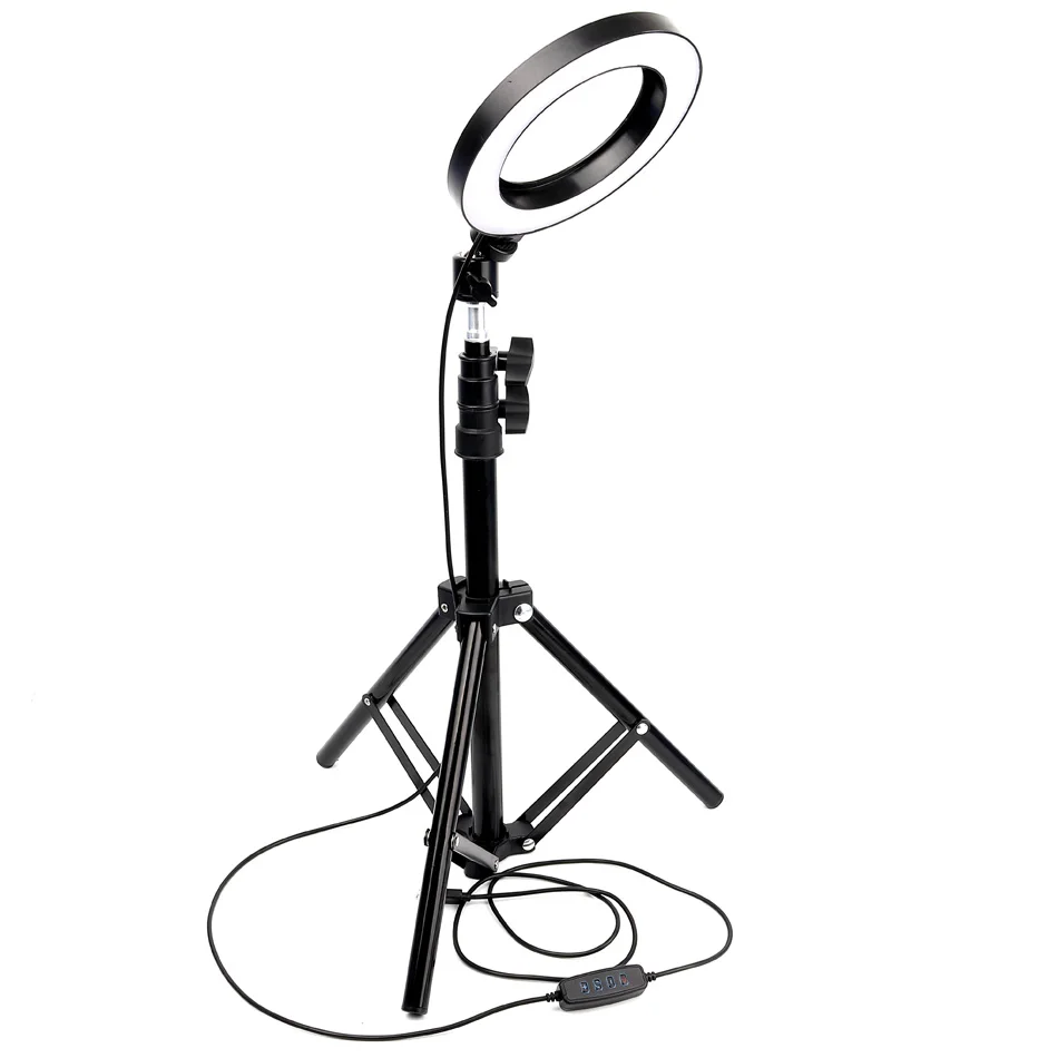 

6'' 16cm Dimmable Photography LED Ring Light Lamp Phone Video Lamp with 160CM Tripod Selfie Sticker USB Plug for YouTube Makeup