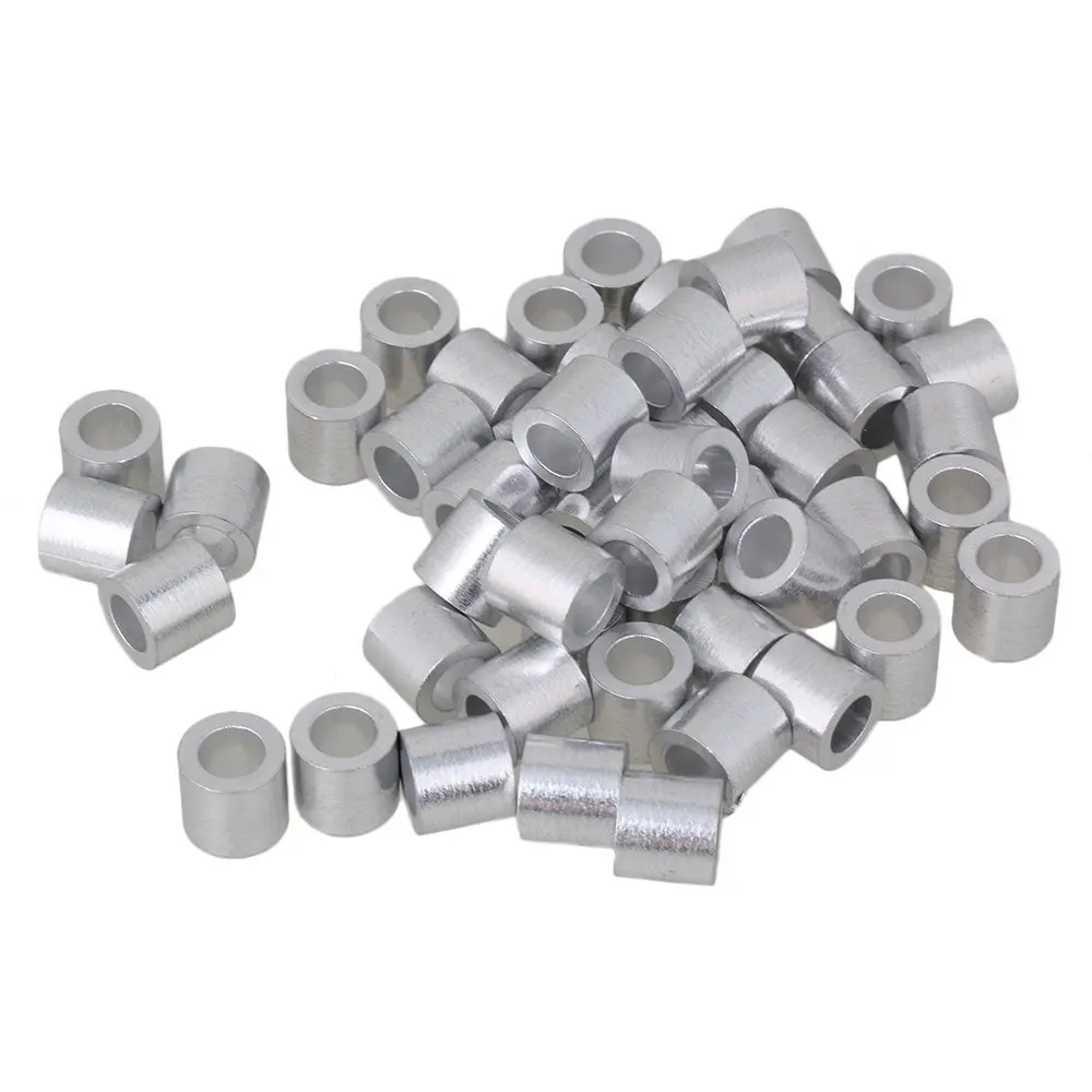 

100PCS 6mm Round Ferrules Sliver Aluminum Crimping Loop Wire Rope Clip Sleeves Clamps for M6 Wire Rope