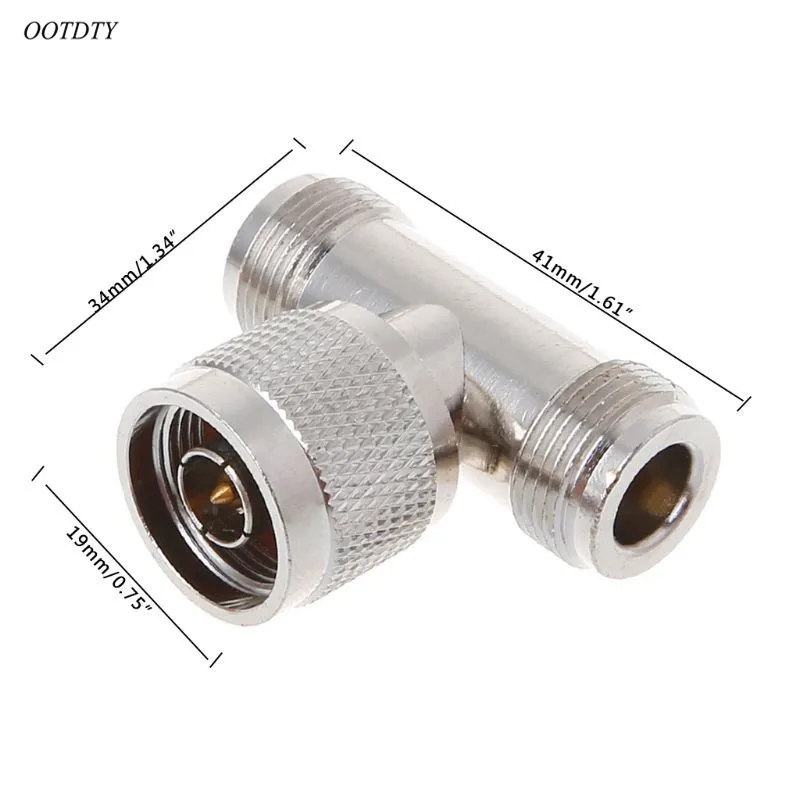 OOTDTY T Shape N Male To 2 Female Triple RF коннектор 3 полосный коаксиальный адаптер|Соединители| |