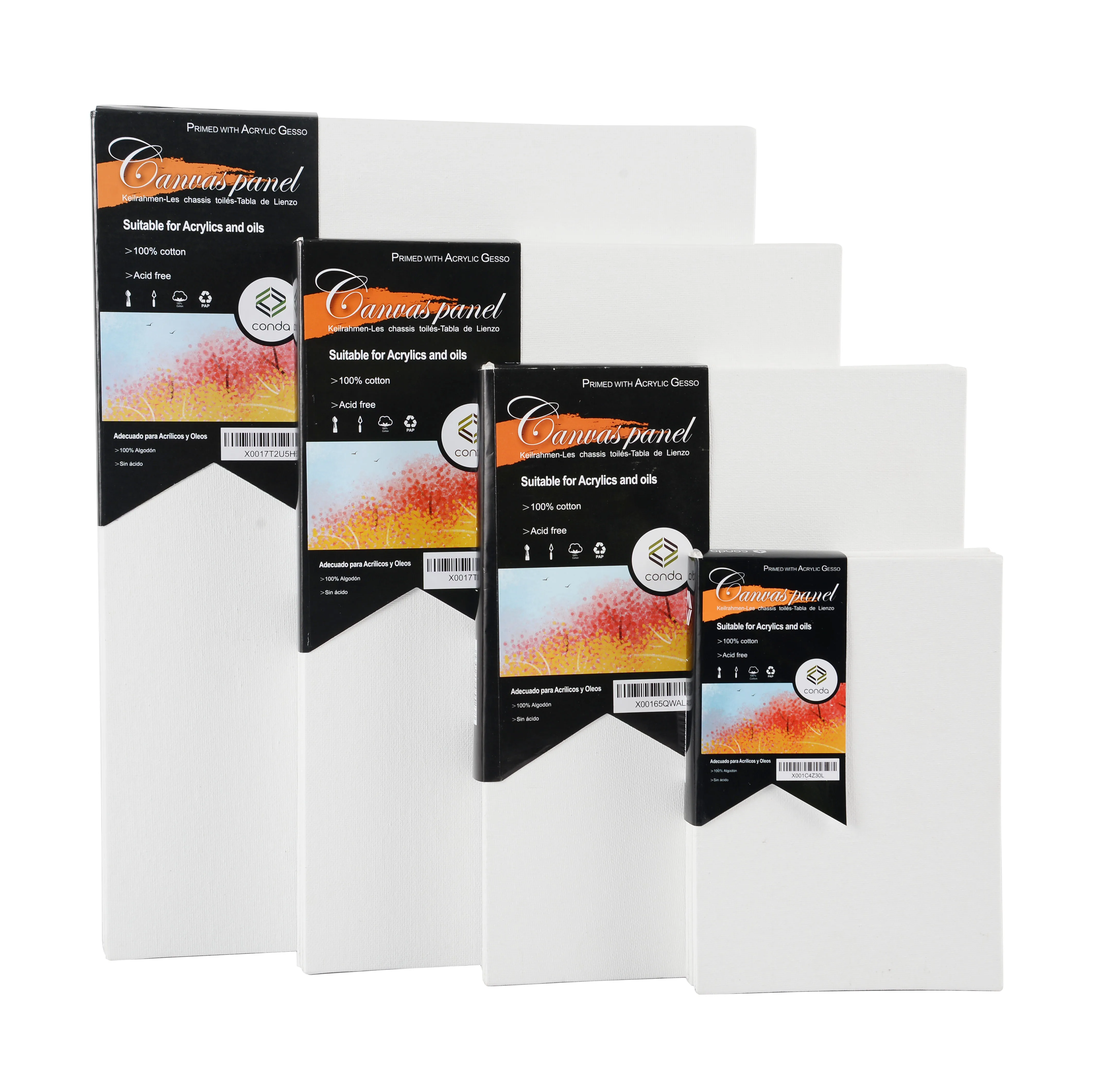 

CONDA 4 Set of Artist Blank Canvas Artist Stretched Canvas set Pack Professional Quality Frame Canvas