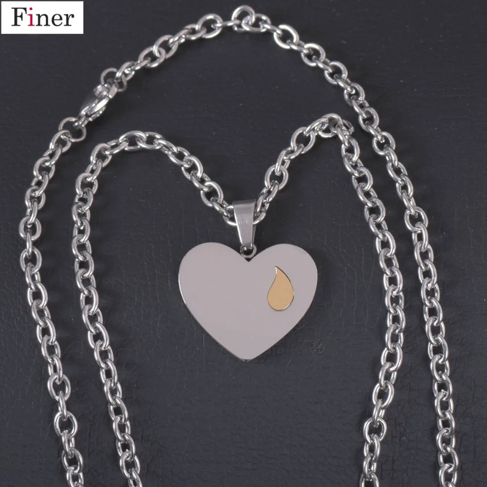 

Hot Style Stainless Steel Memorial Love Heart Silver/Gold Water Drop Memorial Pendant Necklace 50*0.4cm Pendant 23*26mm