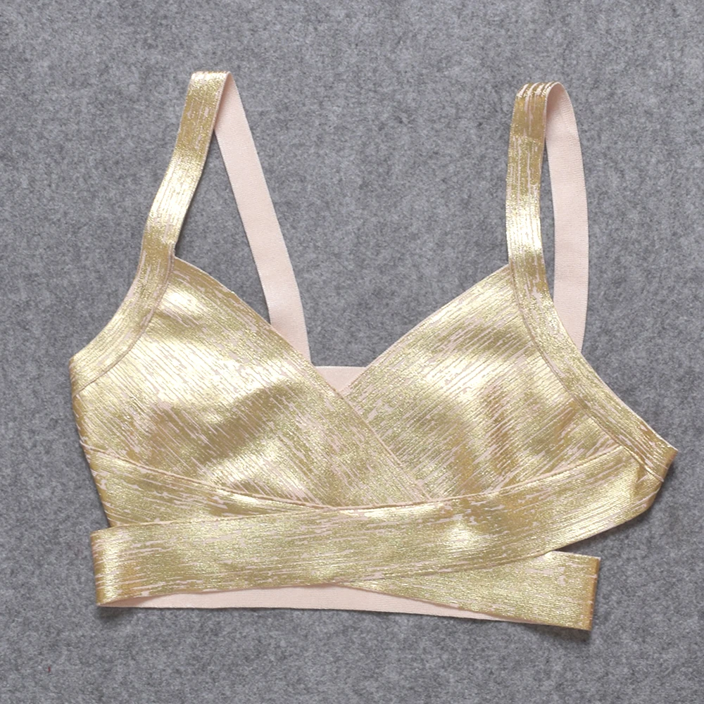 Серебристо-золотой металлик Высокое качество эластичный вязаный женский сексуальный модный короткий топ