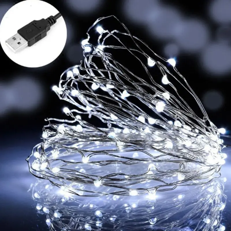 2/5/10 м Led USB 5 в питание медная проволока гирлянда водонепроницаемые сказочные огни