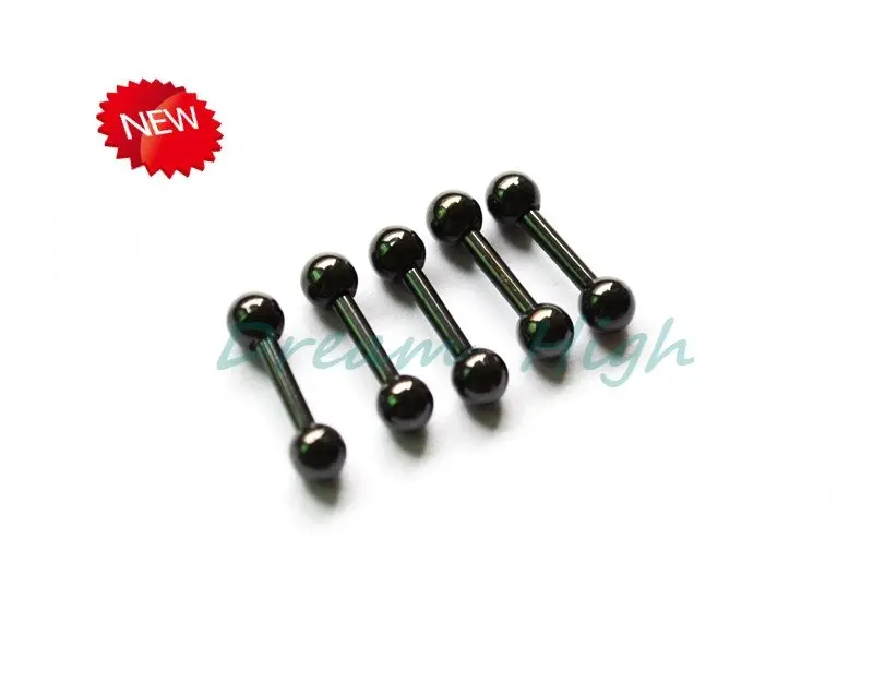 Earring Stud Black Dumbbell Ear Piercing Vacum Plating 316l Surgical
