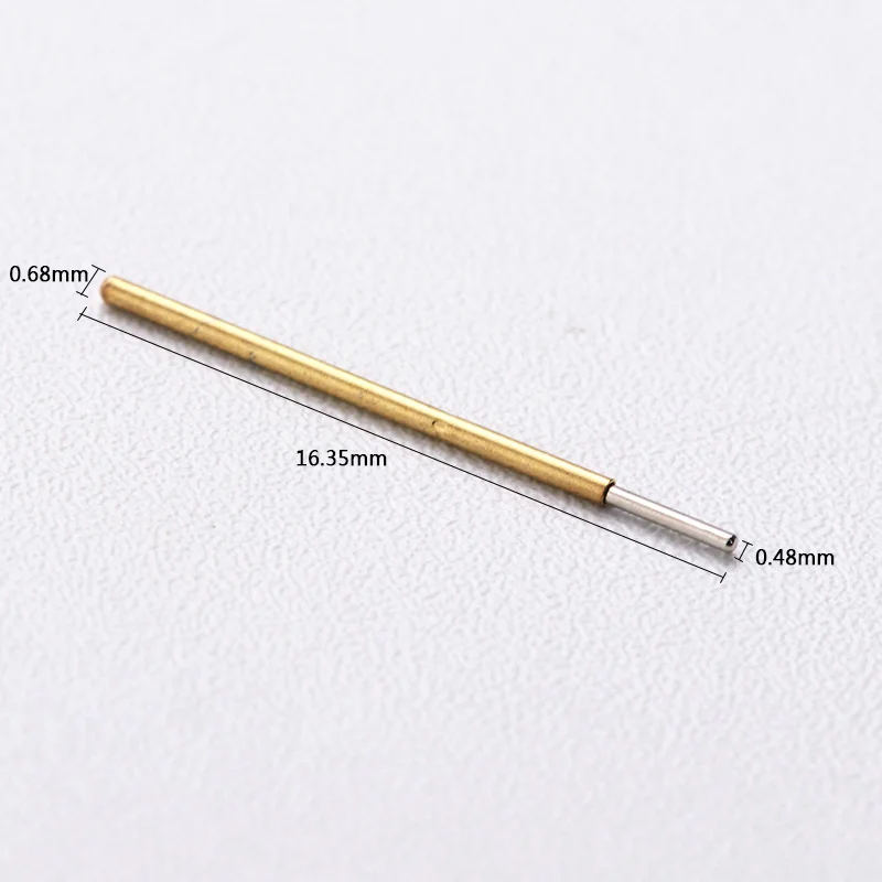 P50-J Test Needle (Cylindrical Head) 100 Pcs/ Package Probe Thimble Length 16.35mm Metal Spring Needle Test of Circuit Boards