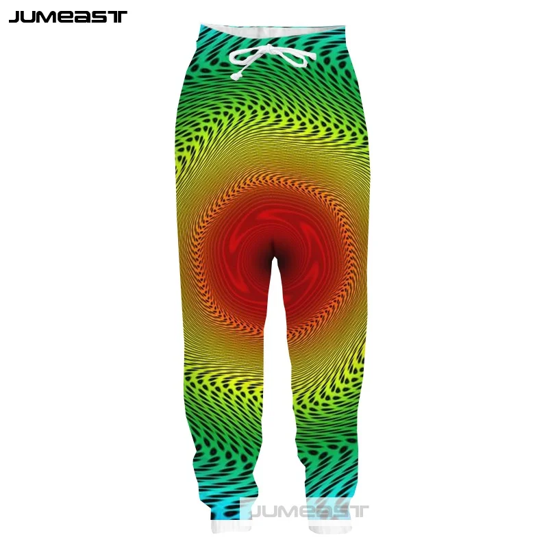 Jumeast новые 3D печатные Vertigo дизайн мужские/женские брюки модные повседневные однотонные спортивные свободные размеры Новинка Хип-хоп длинные брюки