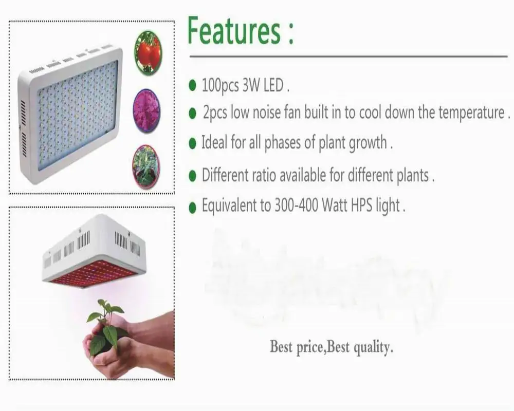 2018 Лидер продаж 300 Вт светодиодные лампы расти с схемы защиты дизайн AC100-265v 100x3 Вт высокой мощности LED завод освещение 50 шт. DHL Бесплатная
