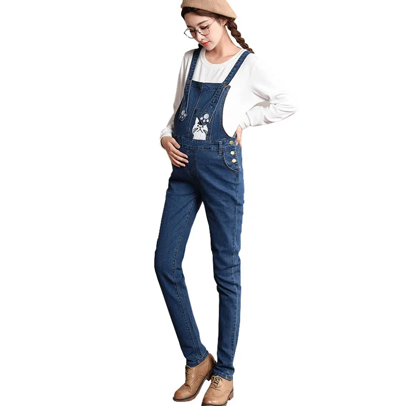 Denim Pants Maternity Overalls Straps Jeans For Pregnant Women Braced