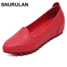 SNURULAN/Новинка; сезон весна-осень; женская кожаная обувь с микрофиброй; модная женская кожаная обувь; мягкая женская обувь на плоской подошве; Размеры 33-42