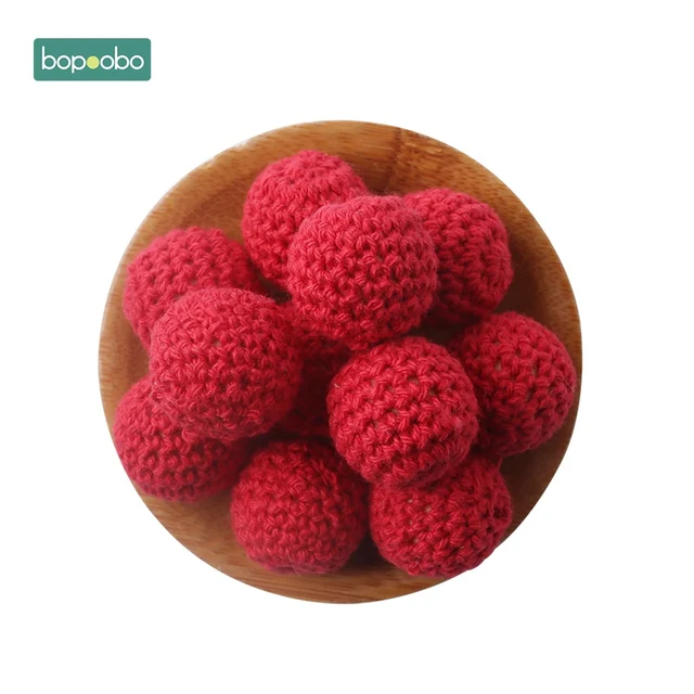 Bopoobo 20mm 10pcs Wooden Crochet Beads Chewable Beads DIY Wooden Teething Knitting Beads Jewelry Crib Sensory Toy Baby Teether 20