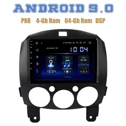 Px6 Android 9,0 Автомобильный gps радио плеер для Mazda 2 2007-2017 с ips DSP 4 + 64 Гб wifi USB Авто стерео мультимедийная Главная панель