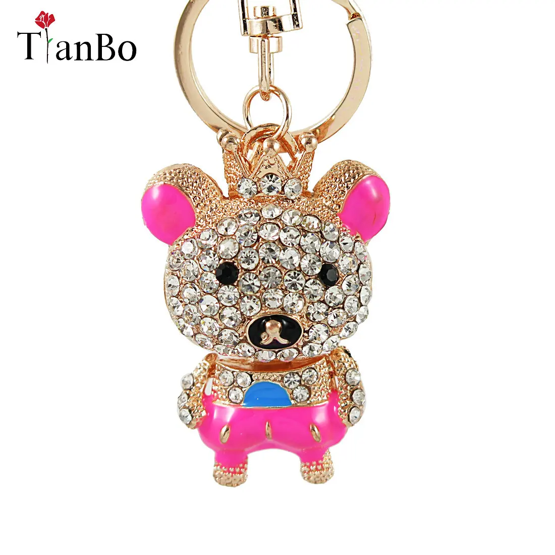 

Lovely Crown Bear Keyring New Fashion Cute Rhinestone Crystal Charm Purse Bag Car Key Chain Gift Dazzlingly Beautiful
