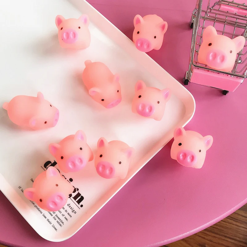

5pcs/lot Cute Cartoon Pink Pig Toy Venting antistress Squeeze toys Pinch Silicone Rebound Decorative crafts squish kids gifts