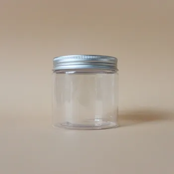 

200g Transparent PET Cream Jars With Aluminum Lid Plastic jar cosmetic container 50pcs 200ml PET Jars +100pcs Inner Lid