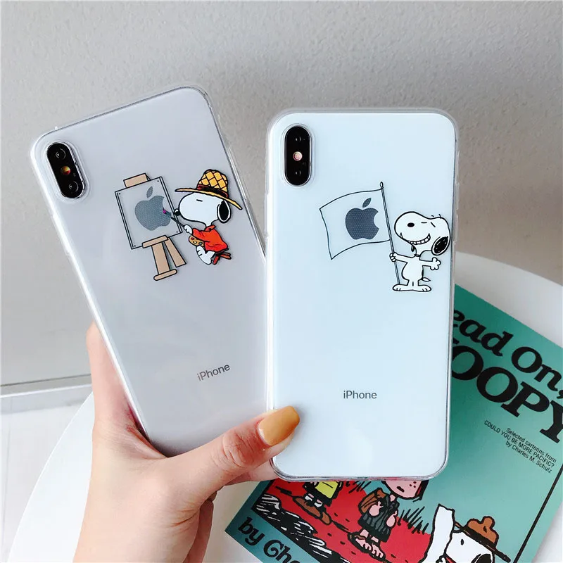 

Cartoon Dog Case For i Phone 6 7 8 6s Plus Apple Cases Soft Silicone Back Cover For iPhone X XS MAX XR Simple Clear Capa Capinha