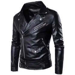 В стиле панк Марка Slim Fit Для Мужчин's Кожаные куртки и пальто в стиле панк хип-хоп сцена Одежда 5XL кожаный пиджак пальто для Для мужчин C1115