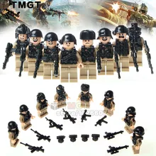 10 лотов PGPJ7002 MOC Второй мировой войны спецназ и военные Soliders с оружейным строительным блоком Подарочные игрушки для детей друг