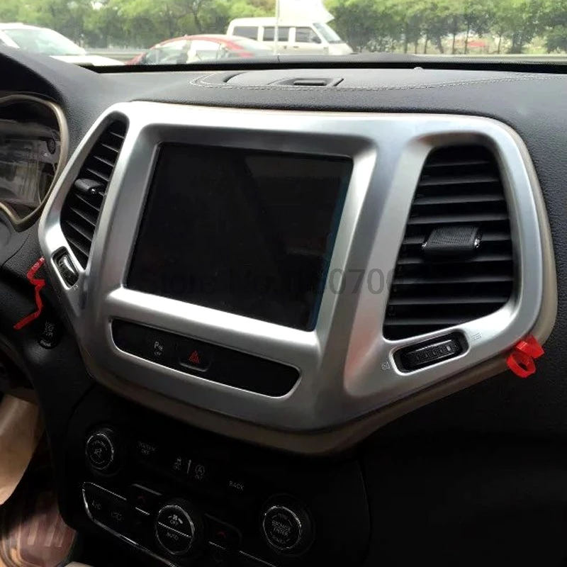 

For Jeep Cherokee 2014 2015 ABS Chrome Center Control Consoles Displayer GPS Frame Cover Trim Decoration Protectors Accessories