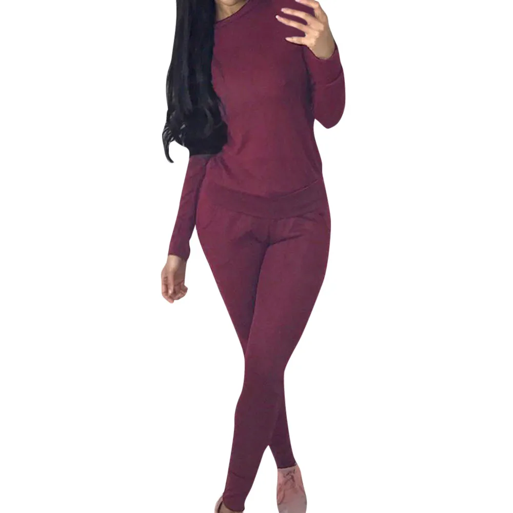 

Perimedes Womens 2019 Autumn Winter Two-piece Tracksuit Set female Ladies Joggers Active Sport Blouse Tops Pants Sets#g40