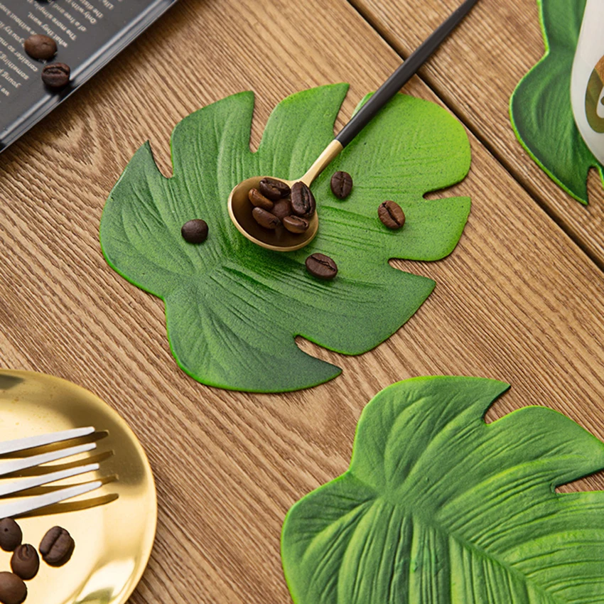 محاكاة ورقة كوستر قابل للغسل إيفا المشروبات عدم الانزلاق العزل سادة الزخرفية طاولة طعام شريط سطح المكتب كأس القدح الساخن حامل مشروبات