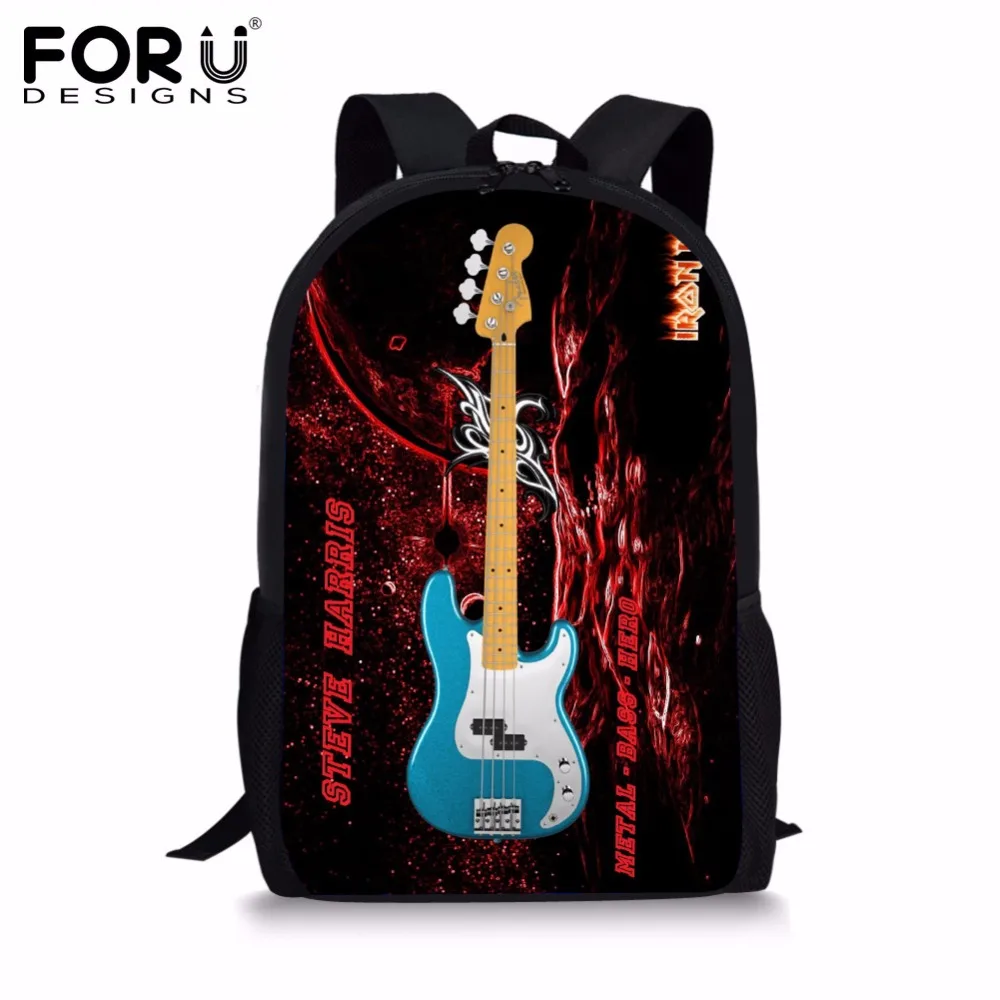 FORUDESIGNS Casual Men Softback Backpack 3D Cool Guitar Printing School