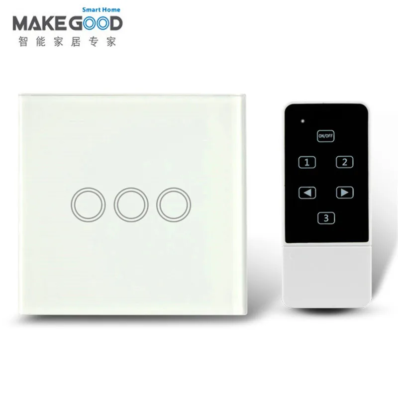 

[Factory wholesale ] upscale touch switch 86 type three single remote control wall switch white paragraph
