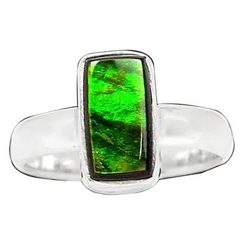 

Lovegem Genuine AMMOLITE RING 925 Sterling Silver,Size:6.25, AR2488