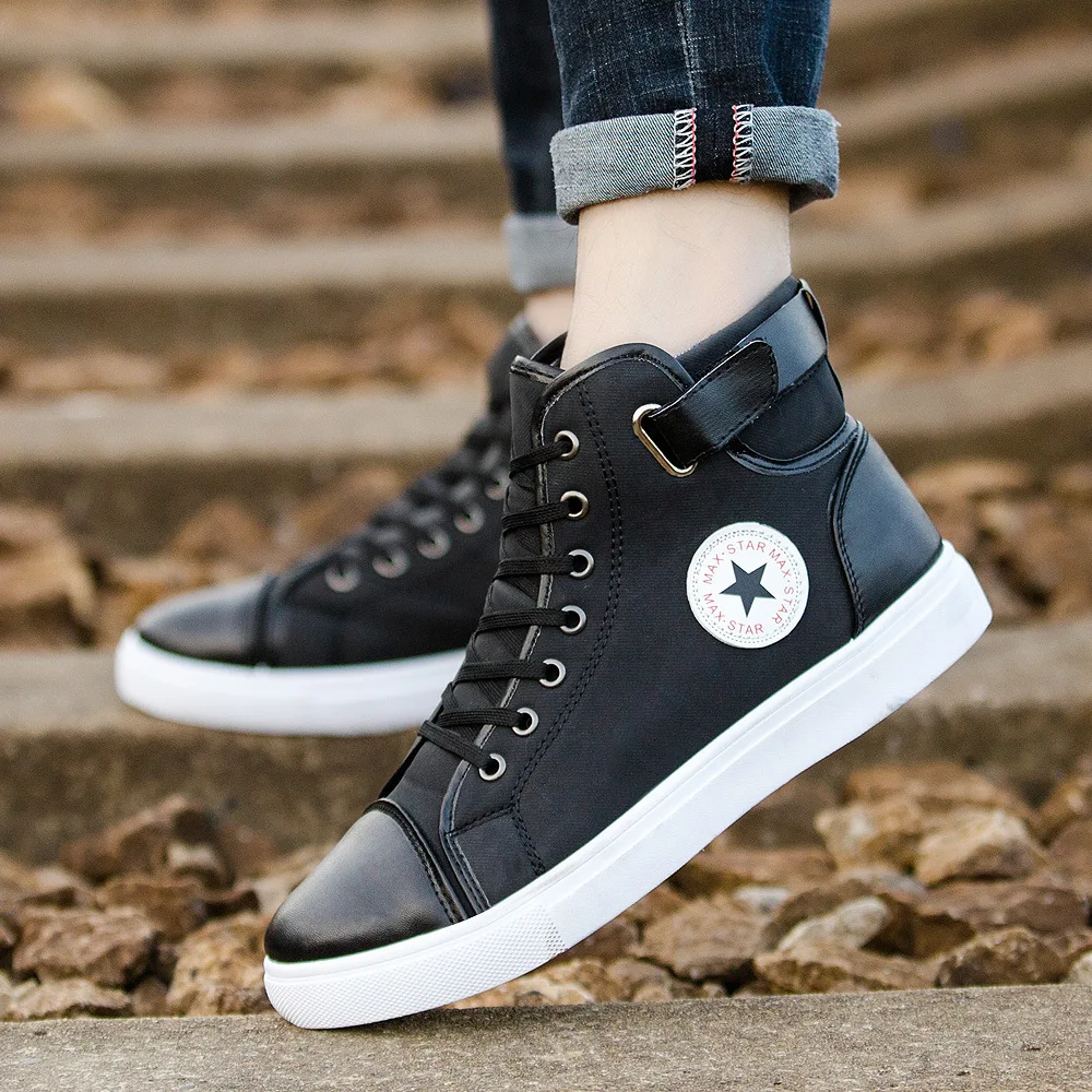 Koovan Men's Canvas Sneakers 2018 Simple Versatile Large Size 47 High Top Men's Shoes Lovers Casual Shoes Boots for boys male Koovan Men's Canvas Sneakers 2018 Simple Versatile Large Size 47 High Top Men's Shoes Lovers Casual Shoes Boots for boys male