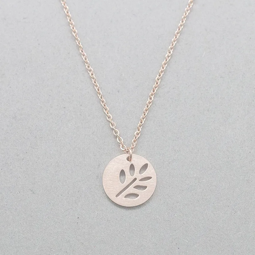 V Attract Luck Jewelry Hollow Leaf Pendant Gold Silver Stainless Steel Geometric Round Choker For Women Necklace|choker for women|necklace