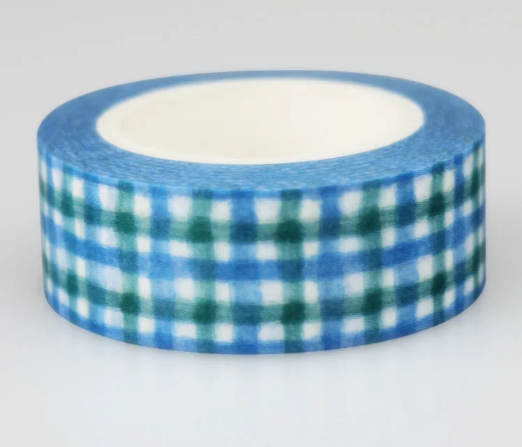 1.5cm Blue Grid Adhesive Tape For Scrapbooking Diy Craft Sticky Deco