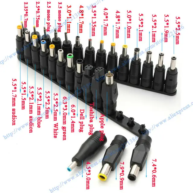 Universal 28pcs 5.5x2.1mm Multi type Male Jack for DC